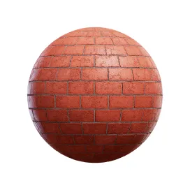 Scratched red brick wall